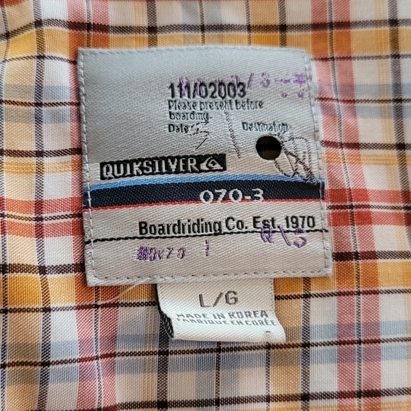 QUIKSILVER Men's Short Sleeved Button-down Shirt, Size Large - Picture 7 of 12